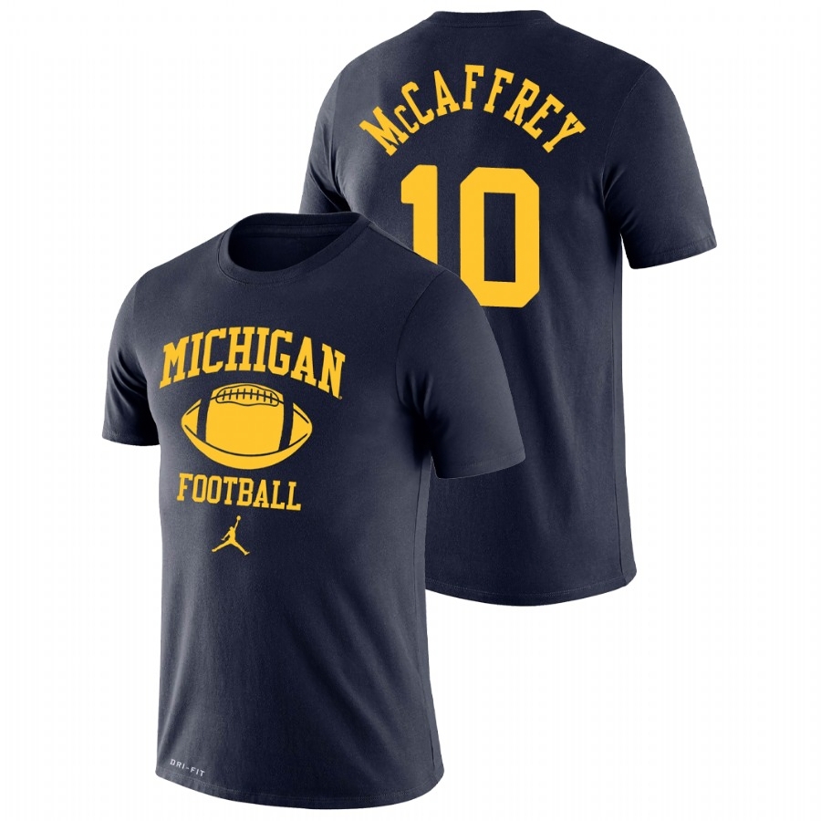 Michigan Wolverines Men's NCAA Dylan McCaffrey #10 Navy Retro Lockup Legend Performance College Football T-Shirt NMS0149BI